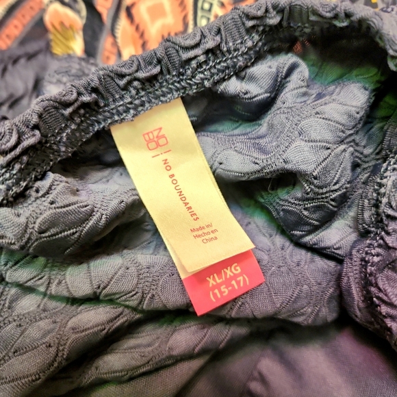 No Boundaries Strapless Hi-Low Boho Dress XL Blue Pink Geometric Knit Midi Dress - Picture 8 of 10